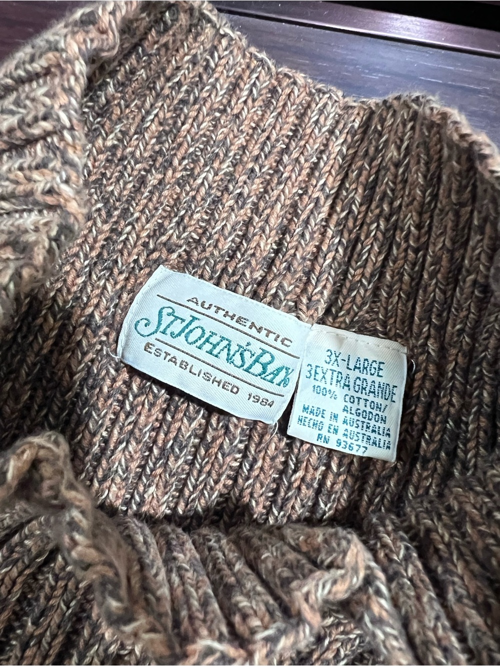 Vintage St. John’s Bay Ribbed Knit Mock Neck Sweater Brown 100% Cotton - Picture 4 of 4